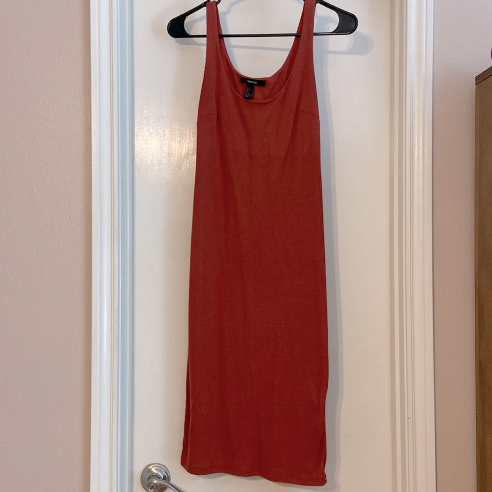 Rust Red Bodycon Midi Dress - Small